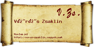 Vörös Zsaklin névjegykártya